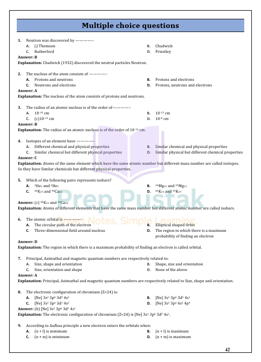 Chemistry - Class 11 CBSE
