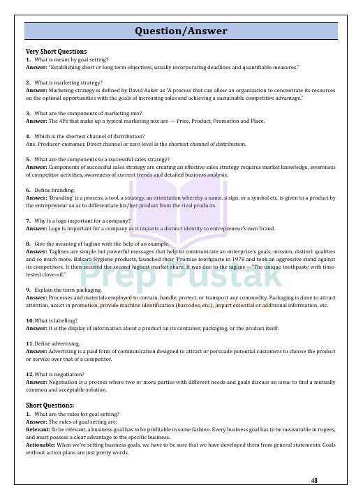 Entrepreneurship - Class 12 CBSE