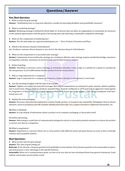 Entrepreneurship - Class 12 CBSE